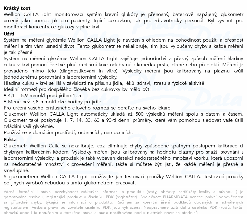 Wellion CALLA light glukometr set/bílý