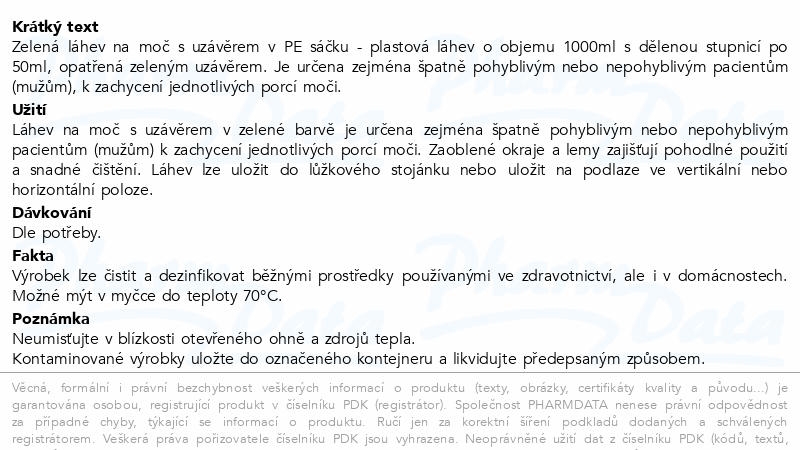 GAMA Láhev na moč s uzávěrem zelená 1l
