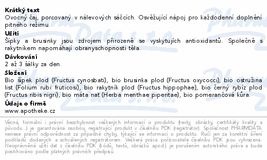 Apotheke BIO Brusinkový čaj 20x1.8g