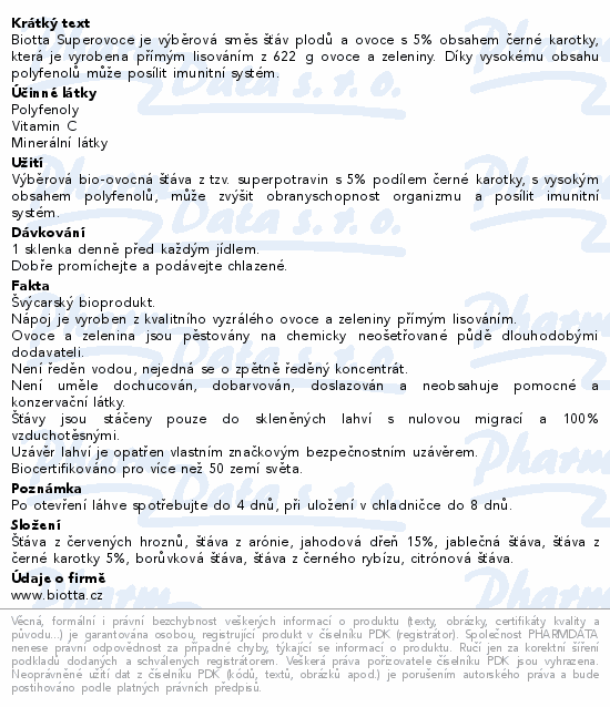 Biotta Superovoce BIO 500ml
