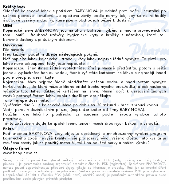 BABY NOVA Lahev skleněná s potiskem 240ml 43705