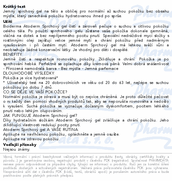 BIODERMA Atoderm sprchový gel 1L
