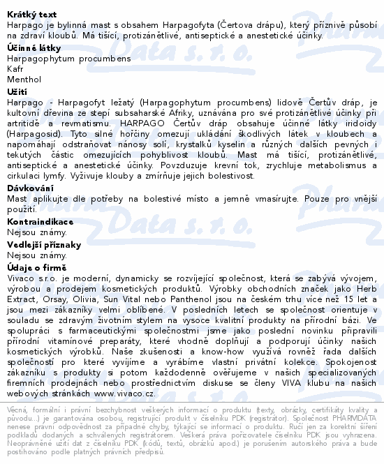 HARPAGO Čertův dráp regenerační mast 125ml