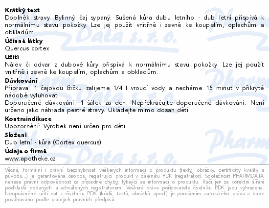 Apotheke Dubová kůra sypaný čaj 150g