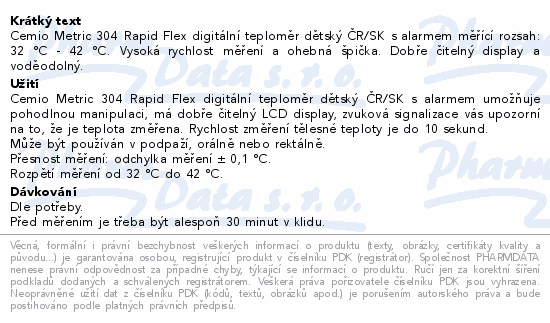 Cemio Metric 304 Rapid Flex Teploměr digit.dětský