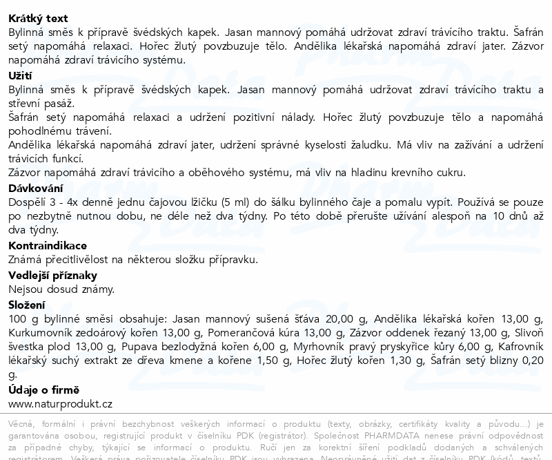 Naturprodukt Švédské byliny 30g