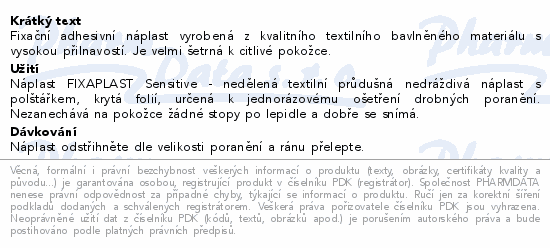 FIXAplast SENSITIVE text.průdušná náplast 1mx6cm