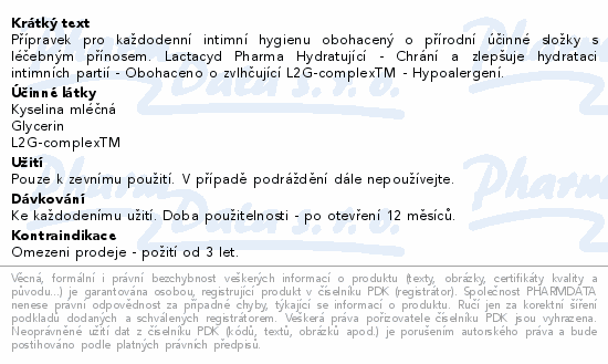 Lactacyd Pharma hydratující 250ml