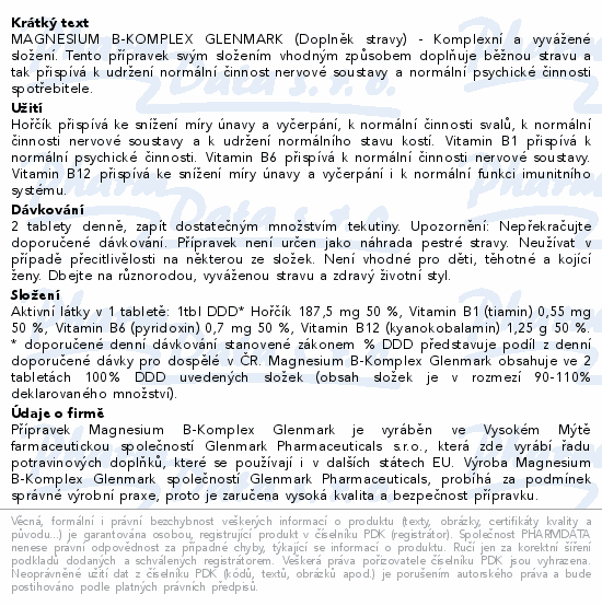 Magnesium B-komplex Glenmark tbl.100+20