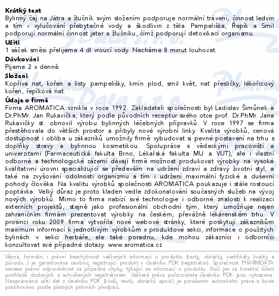AROMATICA Bylinný čaj Játra a žlučník 20x2g
