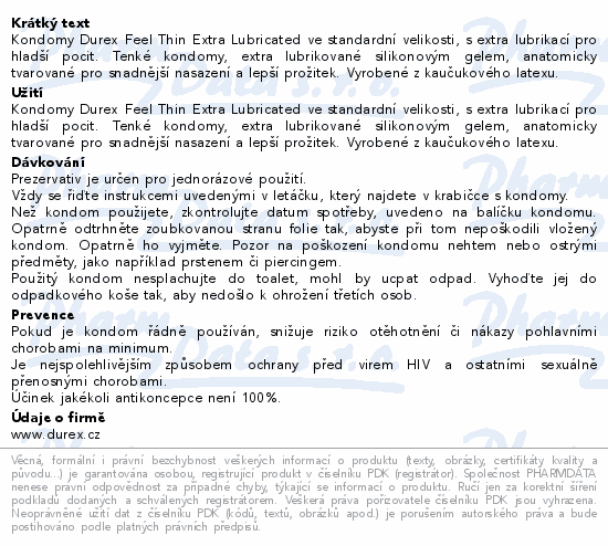 Prezervativ DUREX Feel Thin Extra Lubricated 12ks