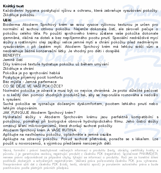 BIODERMA Atoderm sprchový krém 1L