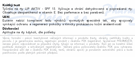 Eucerin tyčinka na rty LIP AKTIV 4.8g