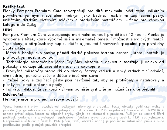 Pampers Premium Care 0 plenky 0-2.5kg 30ks