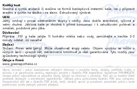 Green Apotheke Kaše jáhlová sáček 200g