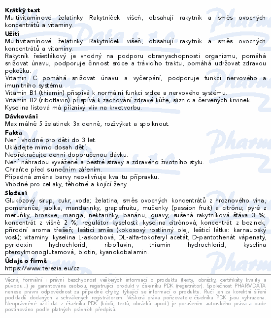 RAKYTNÍČEK želatinky 70ks VIŠEŇ