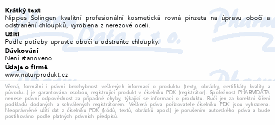 Nippes pinzeta rovná lakovaná modrá nerez 9.5cm