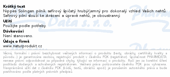 Nippes pilník safír.špičatý černý hrubý/jemný 16cm