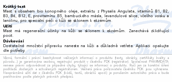 Konopné mazání ekzém 75ml