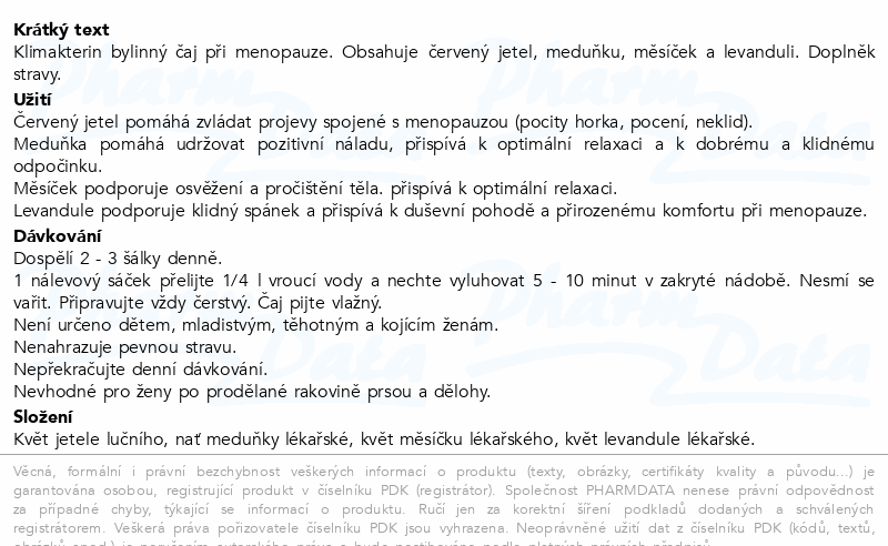 Klimakterin čaj při menopauze 20x1.5g Dr.Müller