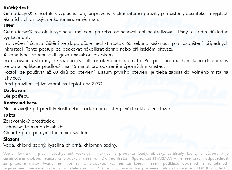 Granudacyn oplachový roztok na rány 1000ml