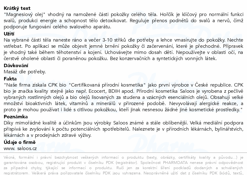 Saloos Hořčíkový olej 50ml