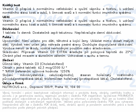 Vitamín D3 EXTRA 2500IU tbl.30