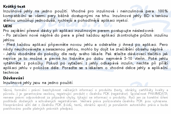 BD jehličky k inz.perům 6mm 31G tenkostěnné 100ks