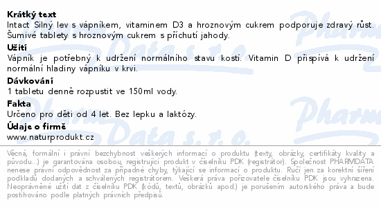 Intact Silný lev vápník+vit.D3 jahoda šum.tbl.15