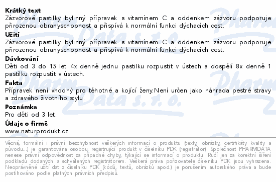 Naturprodukt Zázvorové pastilky 20ks