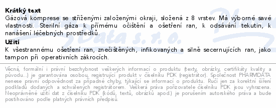 Gáza kompresy sterilní 8 vrstev 10x10cm 30x5ks