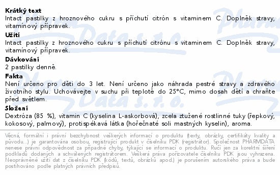 Intact hroznový cukr s vitaminem C Citron 40g