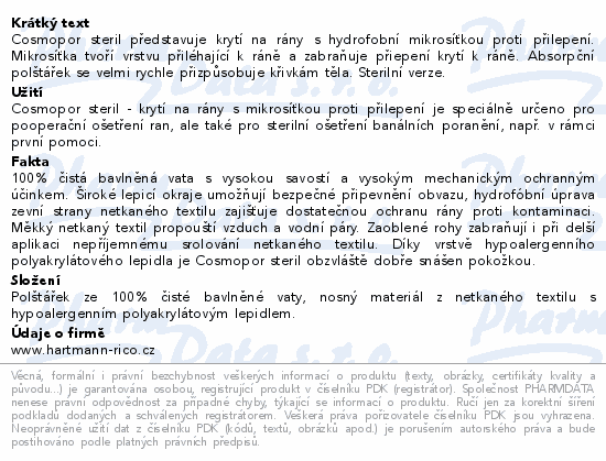 Hartmann Cosmopor náplast sterilní 20x8cm 25ks