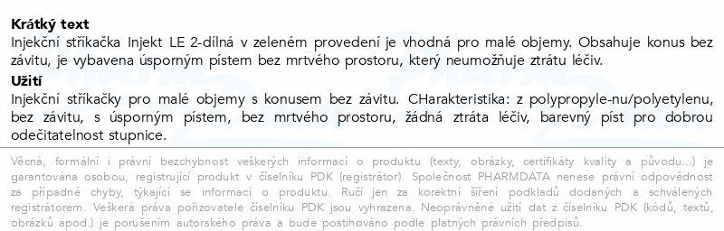 Injekt stříkačka 2-dílná 2ml LC modrá ster.100ks