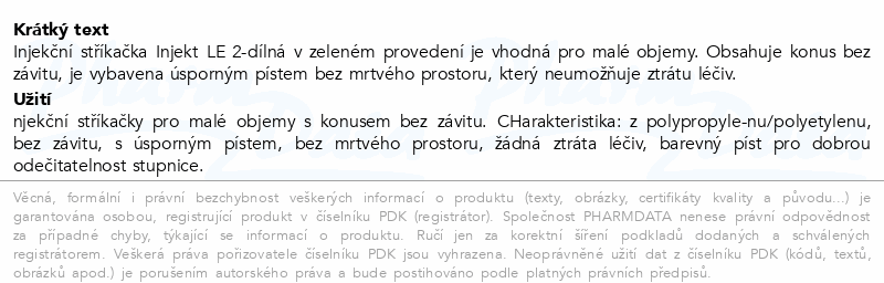 Injekt stříkačka 2-dílná 5ml LE červená ster.100ks