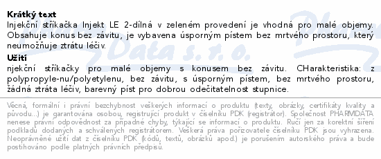 Stříkačka INJEKT 2-dílná 5ml LE červená ster.100ks