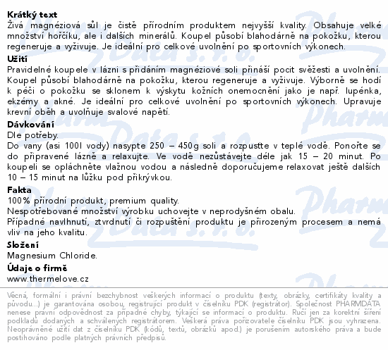 THERMELOVE Živá magnéziová koupelová sůl 450g
