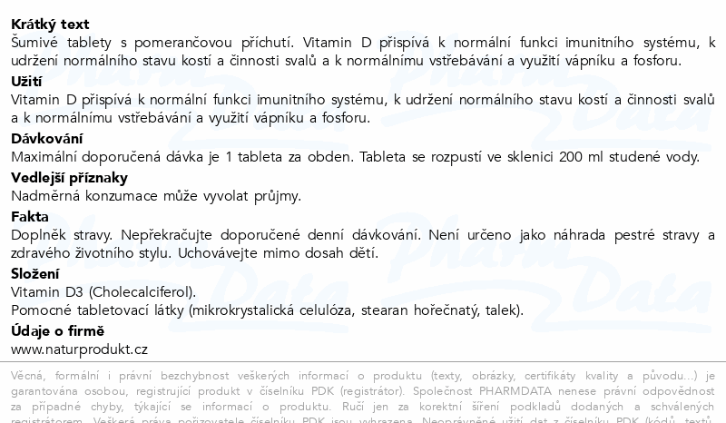 Naturprodukt Vitamin D 2000IU šumivé tablety 20ks