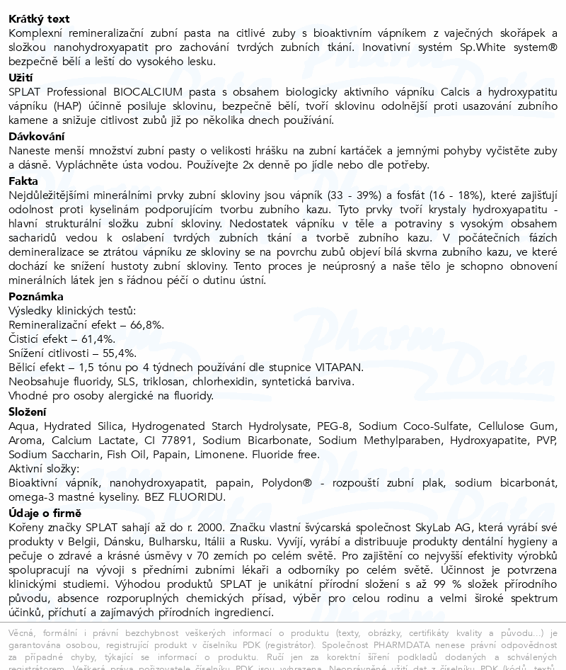 SPLAT Professional BIOCALCIUM zubní pasta 100ml