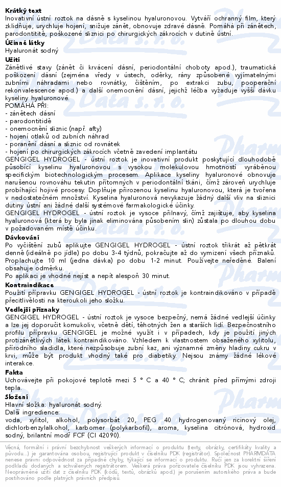 GENGIGEL HYDROGEL ústní roztok 150ml