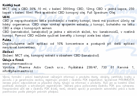 CBD 30% Full Spectrum MCT olej 3000mg 10ml