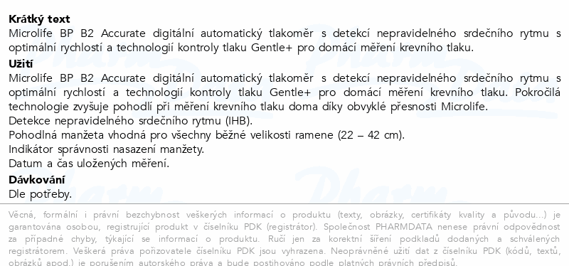 Microlife Tlakoměr BP B2 digitální autom.+adaptér