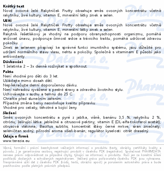 RAKYTNÍČEK Frutty želat.+Zn+Se+vit.E 60ks Mimoni