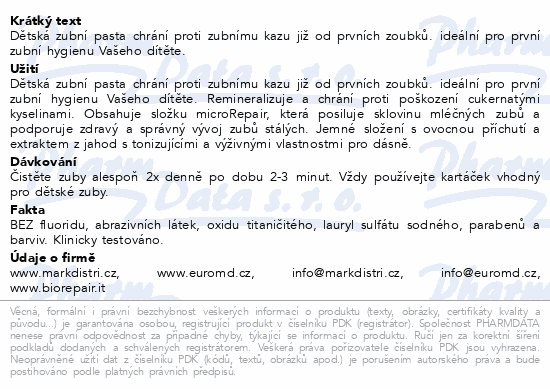 Biorepair Kids zubní pasta jahoda 0-6 50ml