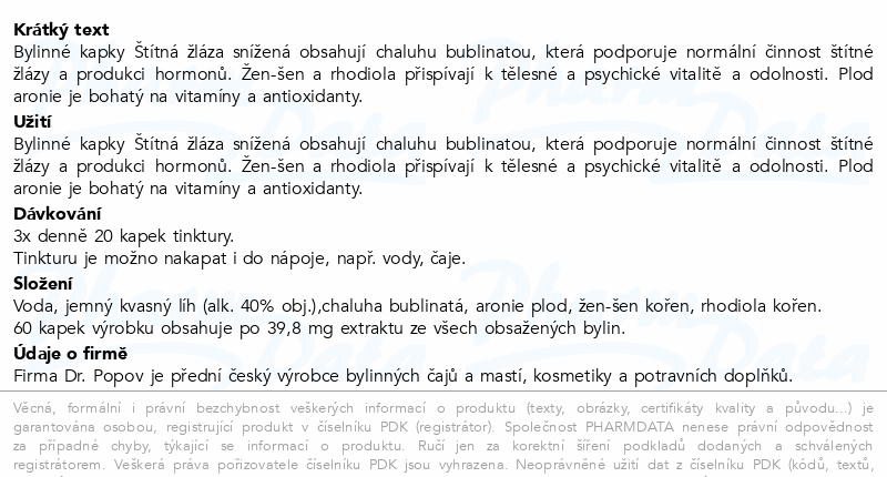Dr.Popov Kapky bylinné Štítná žláza snížená 50ml