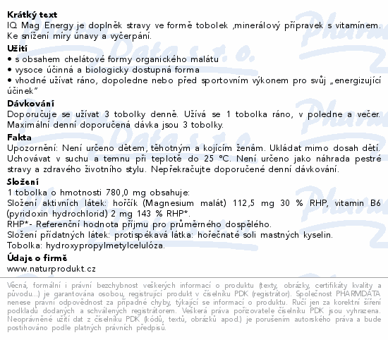 IQ Mag Organic Magnesium Malate ENERGY tob.90