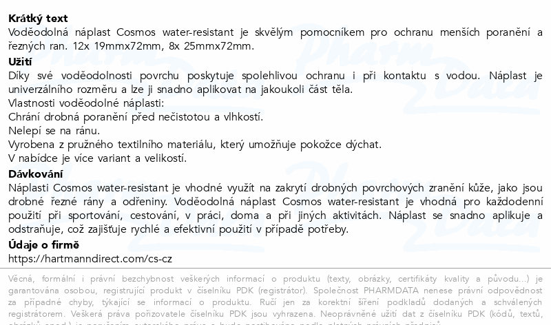 Cosmos Water-Resistant nápl.voděodolná 2 vel. 20ks