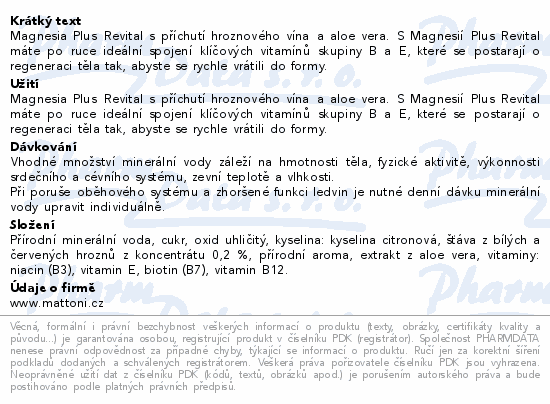 Magnesia Plus Revit.hroz.vín.aloe vera j.perl.0.7l