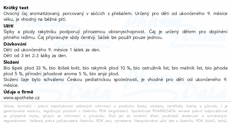 Apotheke Pohád.dětský čaj Jahodový BIO 9m+ 20x1.5g