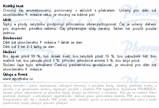 Apotheke Pohádkový dětský čaj Jahodový BIO 20x1.5g